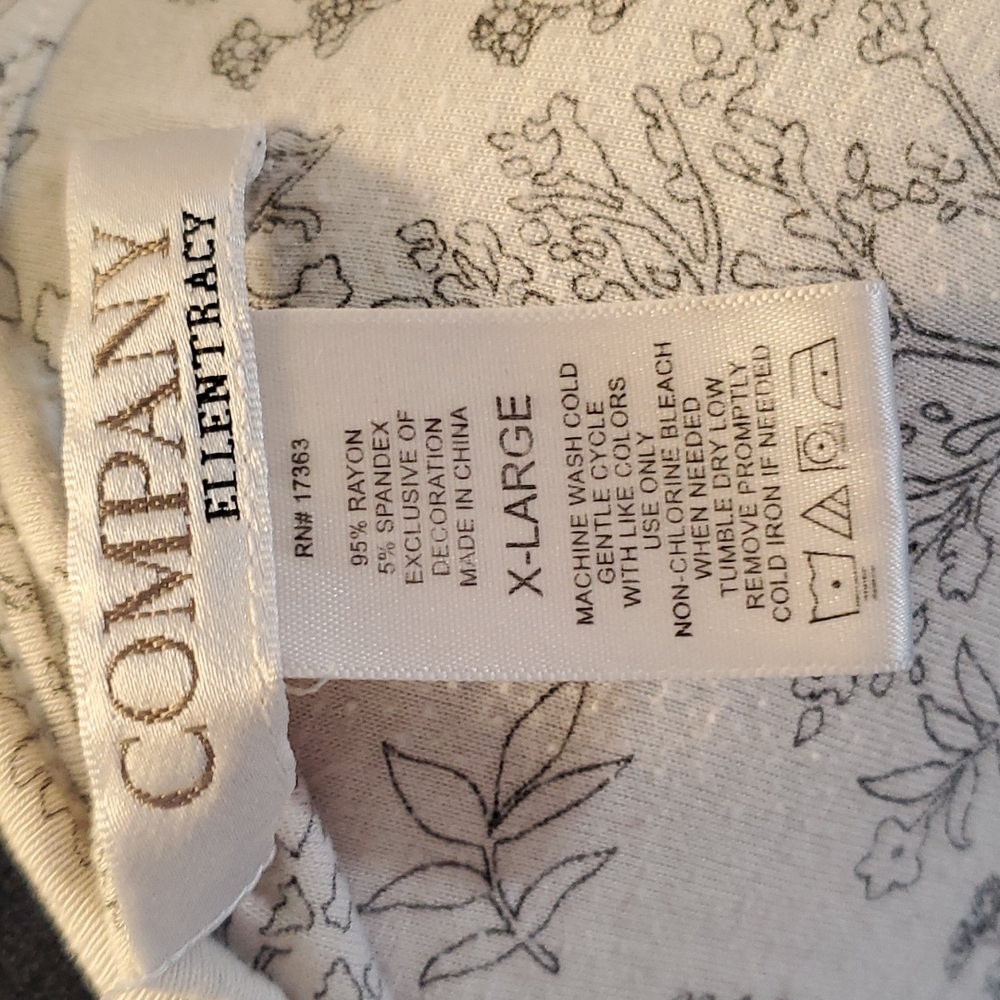 Fern & Foliage Print White Rayon Blend Chemise Nightgown XL By: Ellen Tracy - Picture 5 of 5